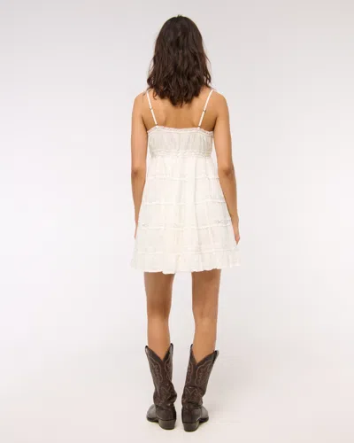 Abercrombie & Fitch Lace Tie-front Mini Dress In White