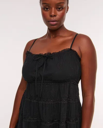 Abercrombie & Fitch Lace Tie-front Mini Dress In Black