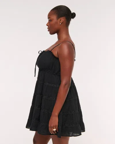 Abercrombie & Fitch Lace Tie-front Mini Dress In Black