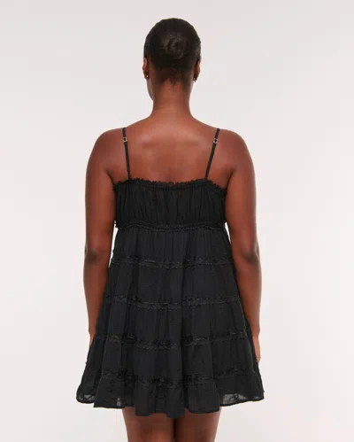 Abercrombie & Fitch Lace Tie-front Mini Dress In Black