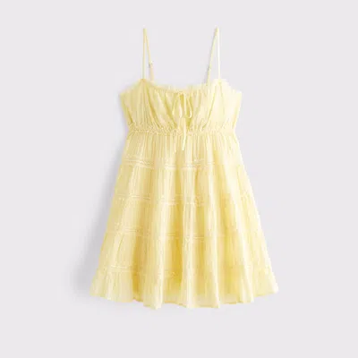 Abercrombie & Fitch Lace Tie-front Mini Dress In Yellow