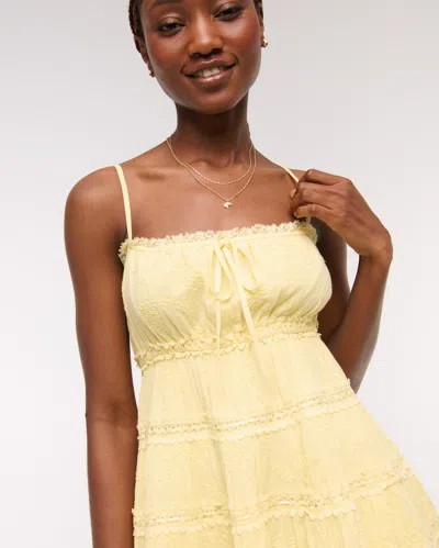 Abercrombie & Fitch Lace Tie-front Mini Dress In Yellow