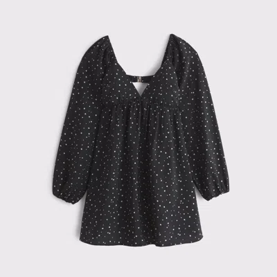 Abercrombie & Fitch Bra-free Clasp-back Flowy Mini Dress In Black