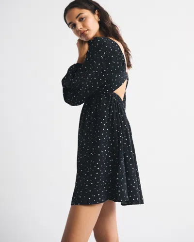 Abercrombie & Fitch Bra-free Clasp-back Flowy Mini Dress In Black