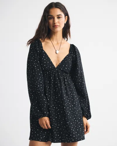 Abercrombie & Fitch Bra-free Clasp-back Flowy Mini Dress In Black