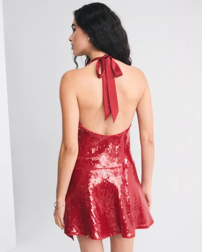 Abercrombie & Fitch Sequin Wrap Mini Dress In Red