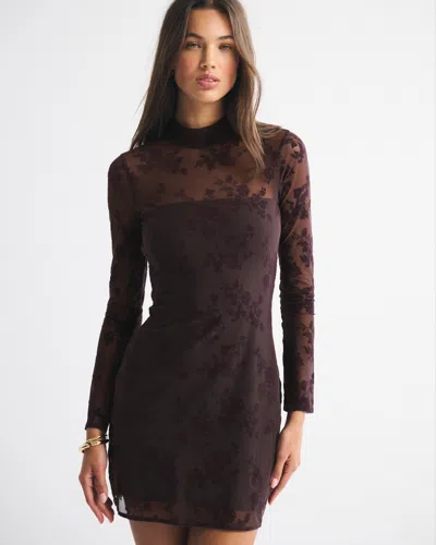 Abercrombie & Fitch Bra-free Open-back Mockneck Mini Dress In Brown