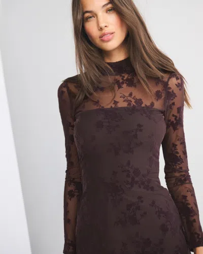 Abercrombie & Fitch Bra-free Open-back Mockneck Mini Dress In Brown