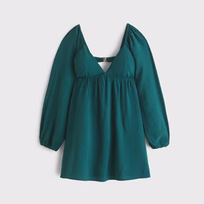 Abercrombie & Fitch Bra-free Clasp-back Flowy Mini Dress In Green