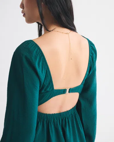 Abercrombie & Fitch Bra-free Clasp-back Flowy Mini Dress In Green