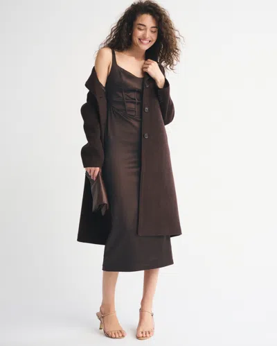 Abercrombie & Fitch Corset Midi Dress In Brown