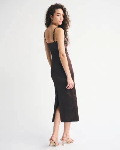 Abercrombie & Fitch Corset Midi Dress In Brown