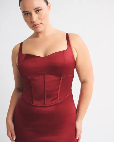 Abercrombie & Fitch Corset Midi Dress In Red