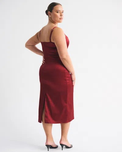 Abercrombie & Fitch Corset Midi Dress In Red