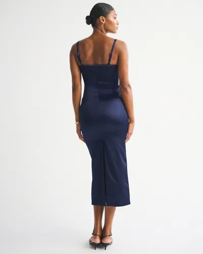 Abercrombie & Fitch Corset Midi Dress In Blue