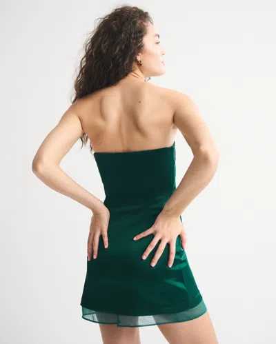 Abercrombie & Fitch The A&f Scarlett Strapless Satin Sculpt Skort In Green