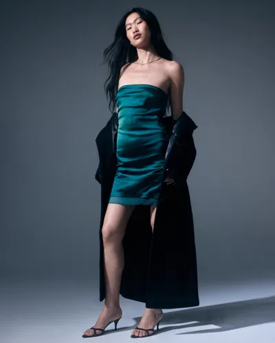 Abercrombie & Fitch The A&f Scarlett Strapless Satin Sculpt Skort In Green