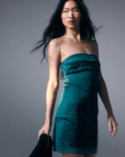 Abercrombie & Fitch The A&f Scarlett Strapless Satin Sculpt Skort In Green