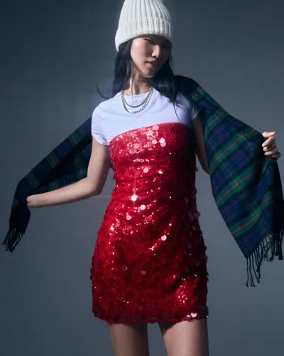 Abercrombie & Fitch The A&f Scarlett Strapless Sequin Skort In Red