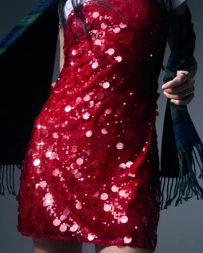 Abercrombie & Fitch The A&f Scarlett Strapless Sequin Skort In Red