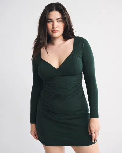 Abercrombie & Fitch A&f Zoe Bra-free Long-sleeve Knit Mini Dress In Green