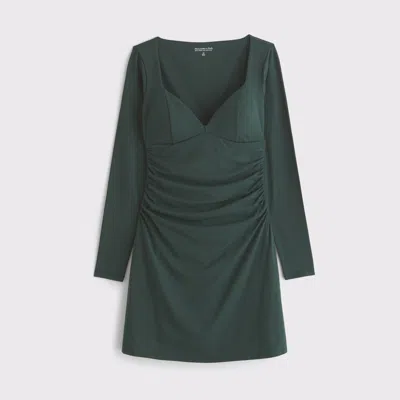 Abercrombie & Fitch A&f Zoe Bra-free Long-sleeve Knit Mini Dress In Green