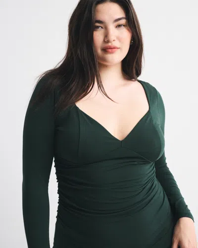 Abercrombie & Fitch A&f Zoe Bra-free Long-sleeve Knit Mini Dress In Green