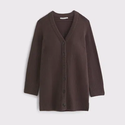Abercrombie & Fitch Long-sleeve Cardigan Mini Sweater Dress In Brown