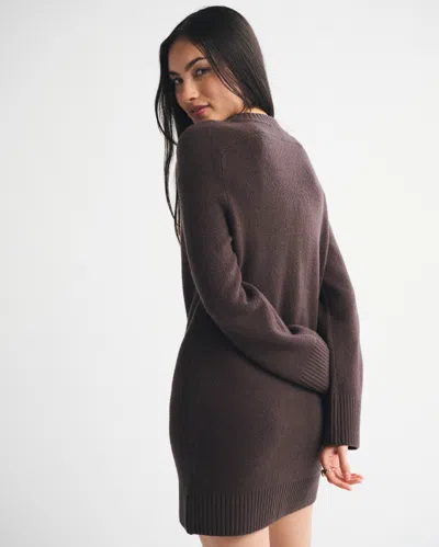 Abercrombie & Fitch Long-sleeve Cardigan Mini Sweater Dress In Brown