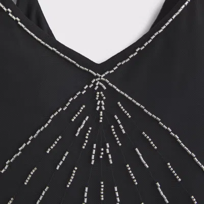 Abercrombie & Fitch V-neck Beaded Mini Dress In Black