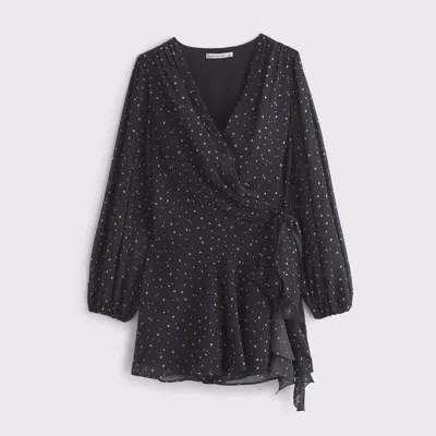Abercrombie & Fitch Long-sleeve Plunge Wrap Mini Dress In Brown