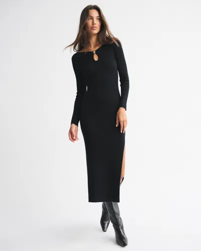 Abercrombie & Fitch Hardware Keyhole Maxi Sweater Dress In Black