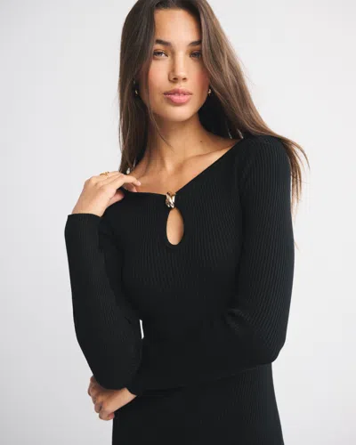 Abercrombie & Fitch Hardware Keyhole Maxi Sweater Dress In Black