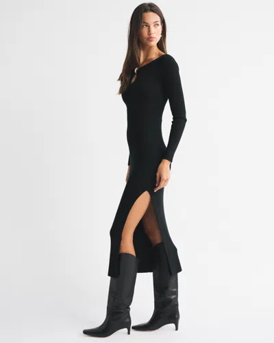 Abercrombie & Fitch Hardware Keyhole Maxi Sweater Dress In Black