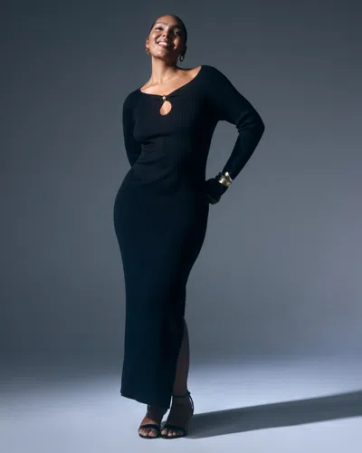 Abercrombie & Fitch Hardware Keyhole Maxi Sweater Dress In Black