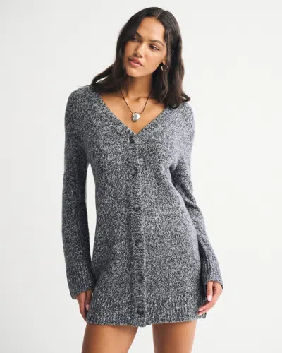 Abercrombie & Fitch Long-sleeve Cardigan Mini Sweater Dress In Gray