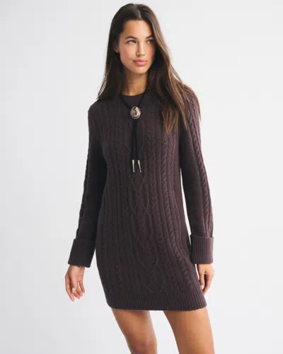 Abercrombie & Fitch The A&f Madeline Cable Mini Sweater Dress In Brown
