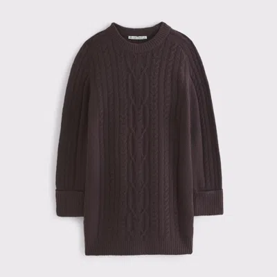 Abercrombie & Fitch The A&f Madeline Cable Mini Sweater Dress In Brown