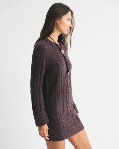 Abercrombie & Fitch The A&f Madeline Cable Mini Sweater Dress In Brown