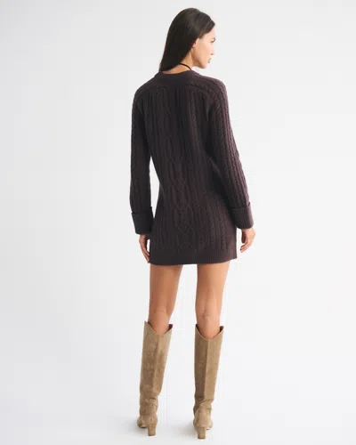 Abercrombie & Fitch The A&f Madeline Cable Mini Sweater Dress In Brown