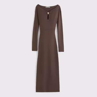 Abercrombie & Fitch Hardware Keyhole Maxi Sweater Dress In Brown