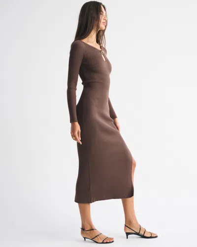 Abercrombie & Fitch Hardware Keyhole Maxi Sweater Dress In Brown