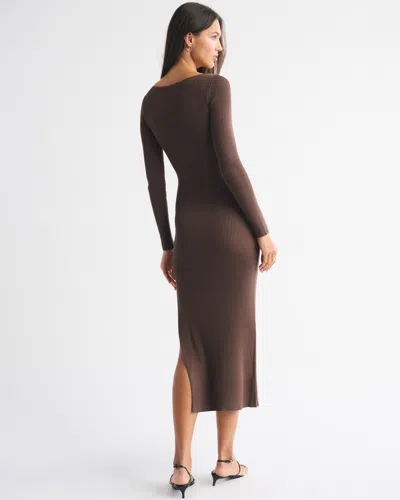 Abercrombie & Fitch Hardware Keyhole Maxi Sweater Dress In Brown