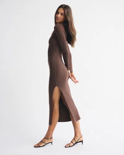 Abercrombie & Fitch Hardware Keyhole Maxi Sweater Dress In Brown