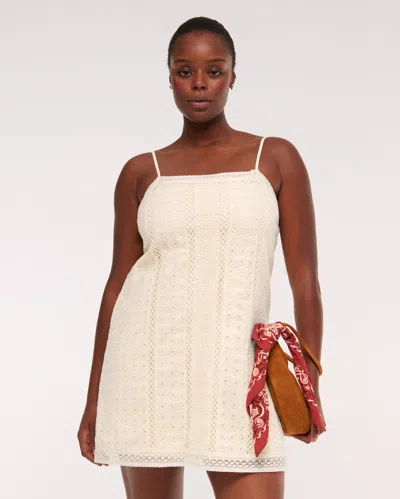 Abercrombie & Fitch Lace Shift Mini Dress In Neutral