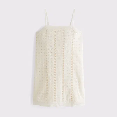 Abercrombie & Fitch Lace Shift Mini Dress In Neutral