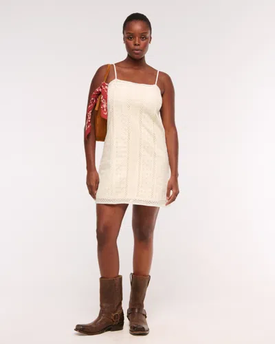 Abercrombie & Fitch Lace Shift Mini Dress In Neutral