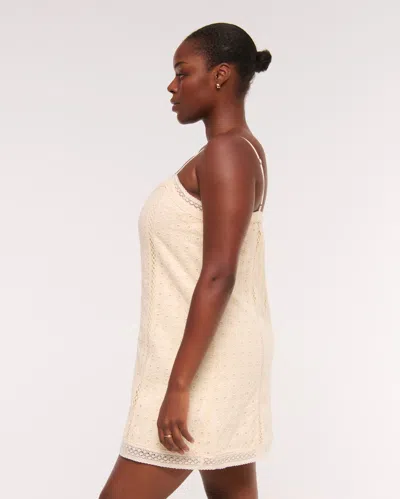 Abercrombie & Fitch Lace Shift Mini Dress In Neutral