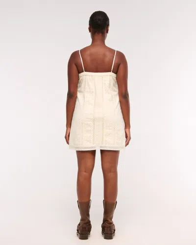 Abercrombie & Fitch Lace Shift Mini Dress In Neutral