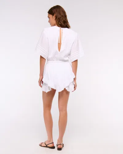 Abercrombie & Fitch Short-sleeve Easy Waist Ruffle Skort In White